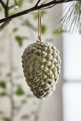 Icy Green Pine Cone Glass Ornament