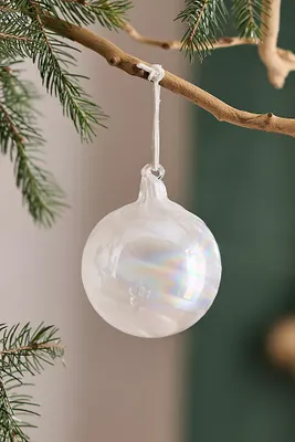 Milky Iridescent Glass Globe Ornament