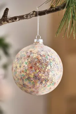 Frosted Sequin Glass Globe Ornament