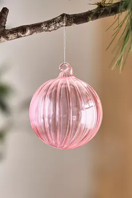 Pink Segment Glass Globe Ornament