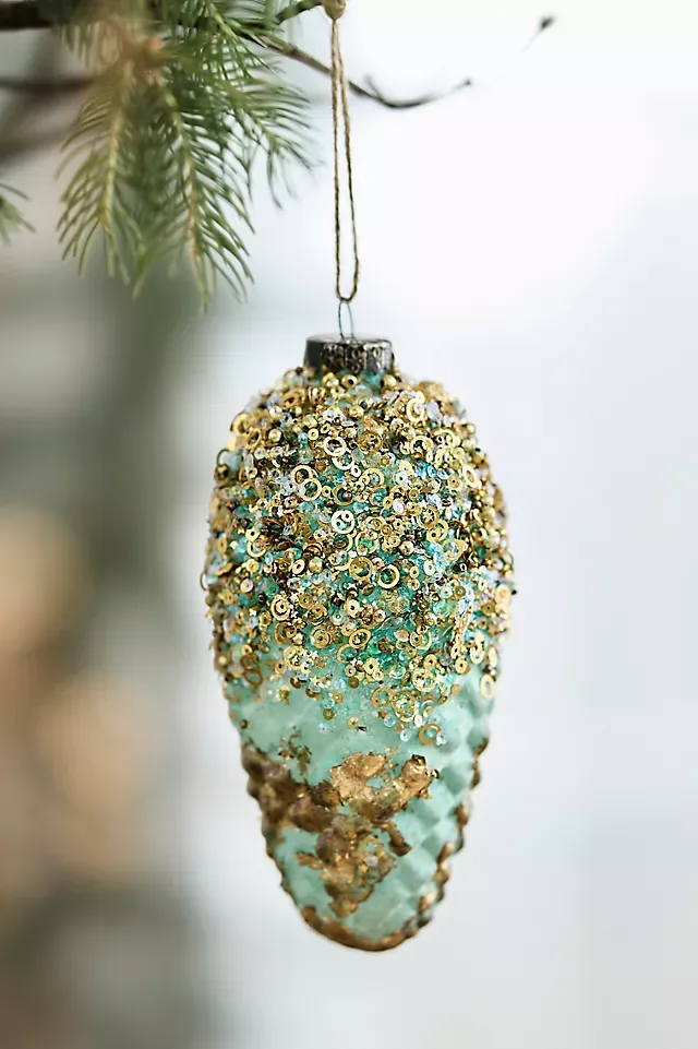 Frosted Pine Cone Ornaments, Set of 12