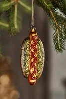 Hot Dog Glass Ornament