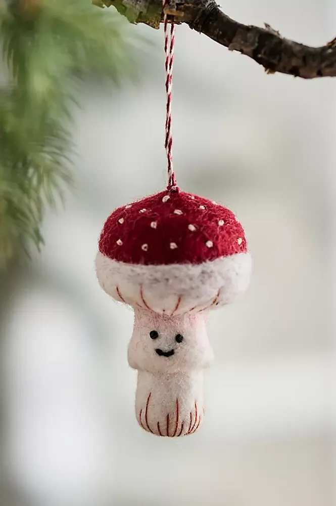 Happy Mushroom Felt Ornament