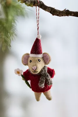 Santa Hat Mouse Felt Ornament