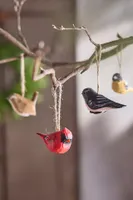 Hand-Carved Bird Ornaments, Set of 4