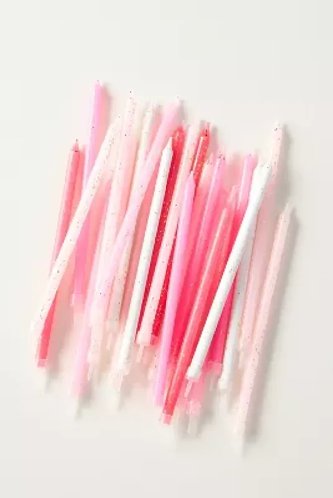 Meri Meri Pink Glitter Birthday Candles, Set of 24