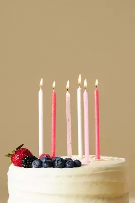 Meri Meri Pink Glitter Birthday Candles, Set of 24