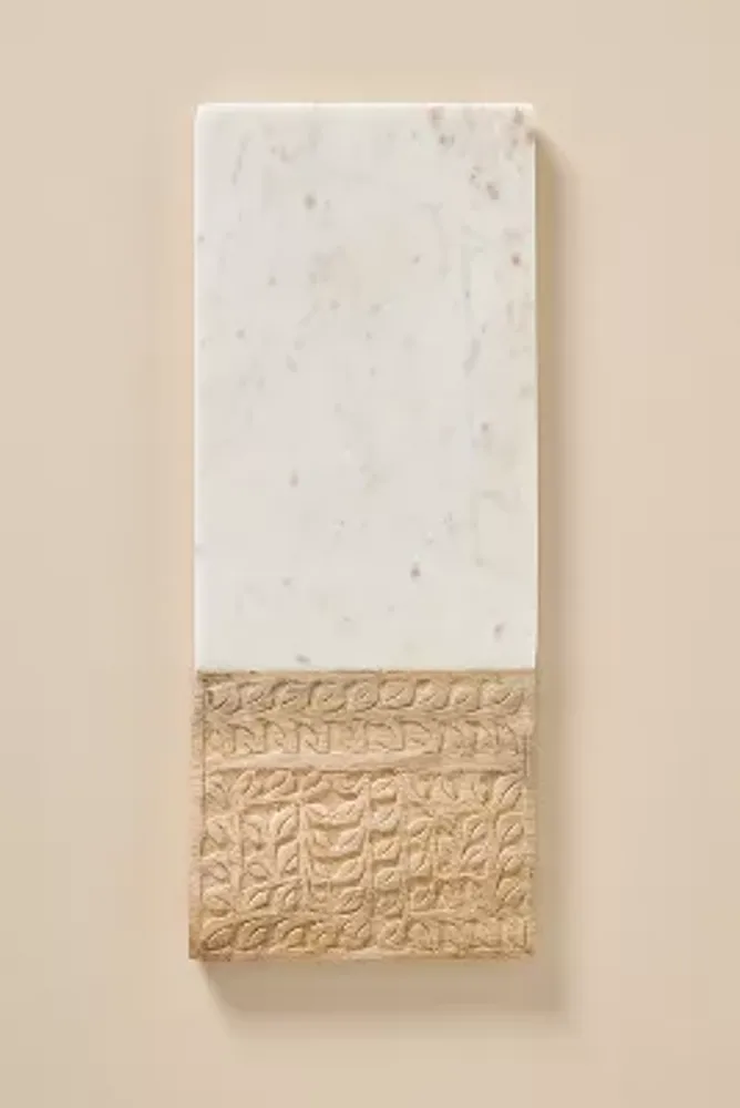 Rectangle Carved Wood & Marble Cheese Board