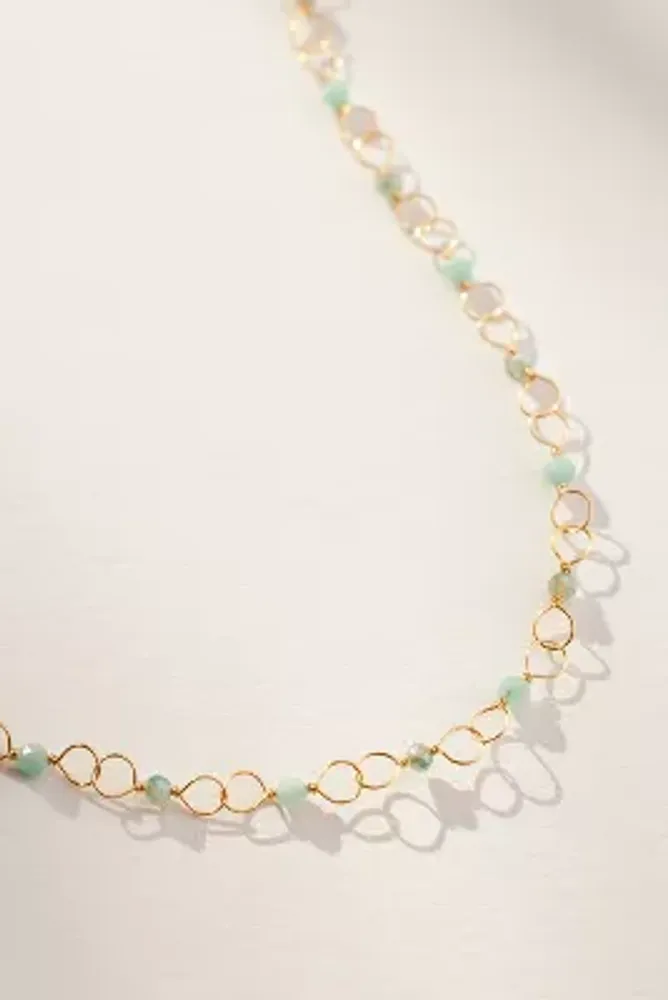 Beaded Circle Chain Link Necklace