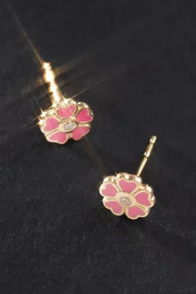 Pieces exclusive 18k plated flower studs in gold