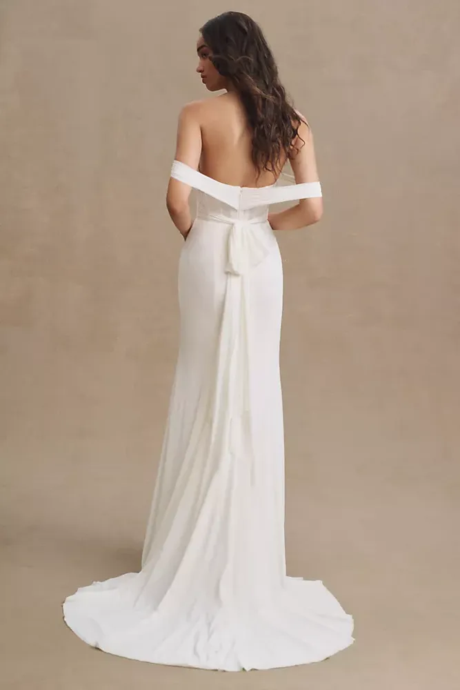 Wtoo by Watters Delyse Off-The-Shoulder Sweetheart Column Wedding Gown