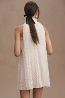 Tadashi Shoji Milena Allover Pearl Halter Mini Dress