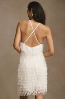 Tadashi Shoji Elodie Halter Fringe Mini Dress