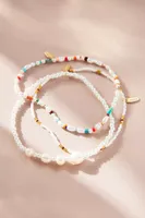 Pearl Beaded Anklets, Set of 3