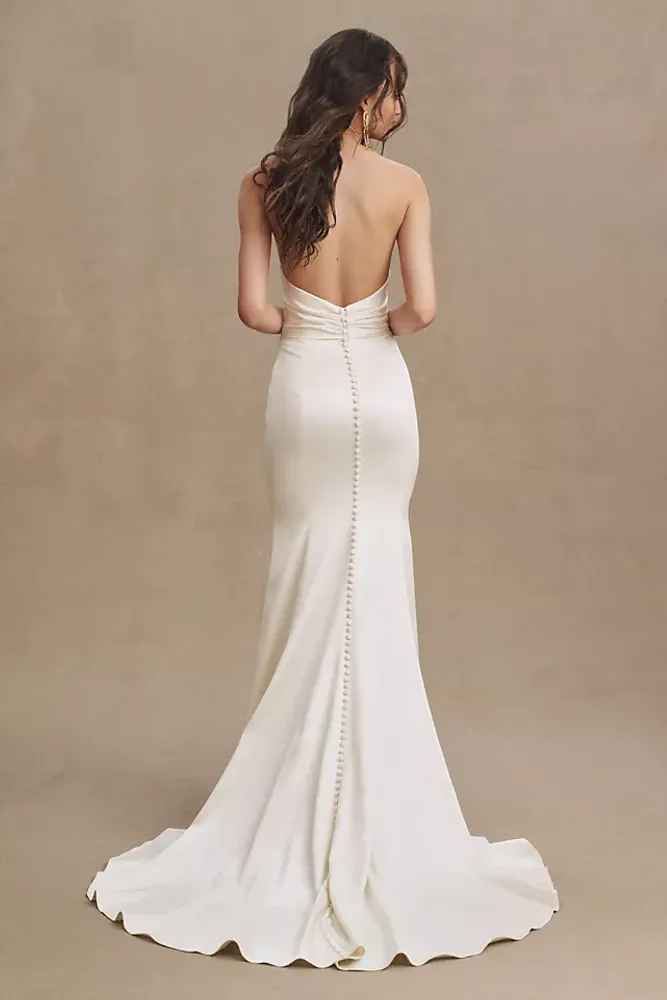 Willowby by Watters Elynor Strapless Satin Mermaid Wedding Gown
