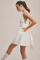 Watters Naya Sleeveless Bow Deep-V Back Mini Dress