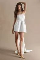 Watters Trifle Strapless Back-Bow Mini Dress