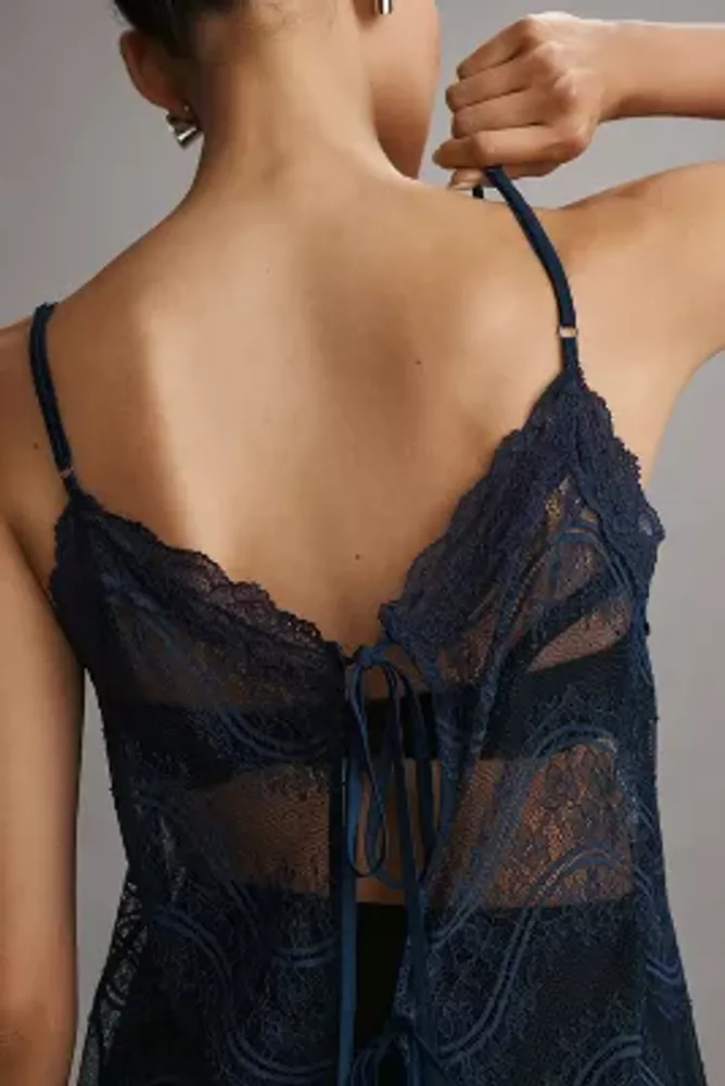 Sheer Lace Tie-Back Tunic