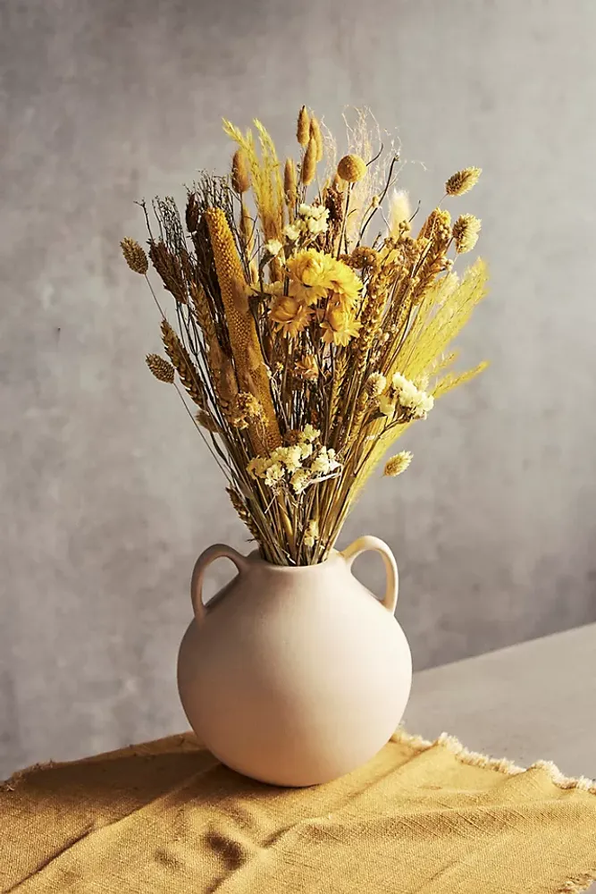 Preserved Phalaris, Pampas Grass + Strawflower Bouquet