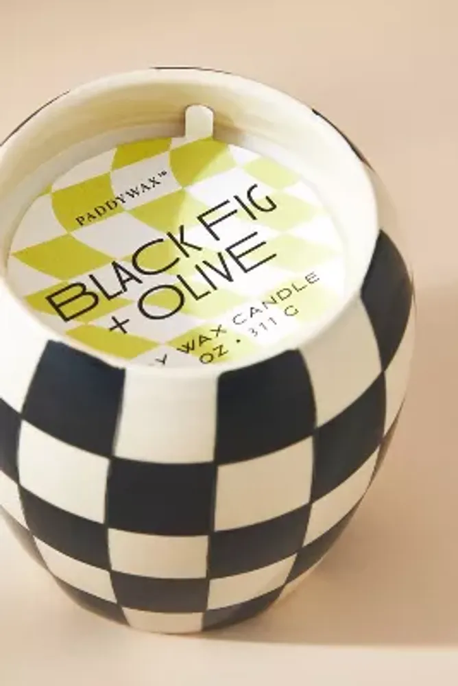 Paddywax Checkmate Black Fig + Olive Porcelain Jar Candle