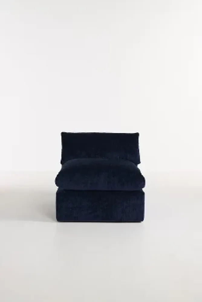 Milou Oxford Blue Chenille Modular Armless Chair