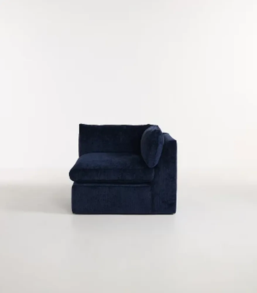 Milou Oxford Blue Chenille Modular One-Arm Left Chair