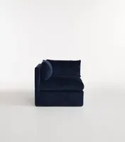 Milou Oxford Blue Chenille Modular One-Arm Left Chair