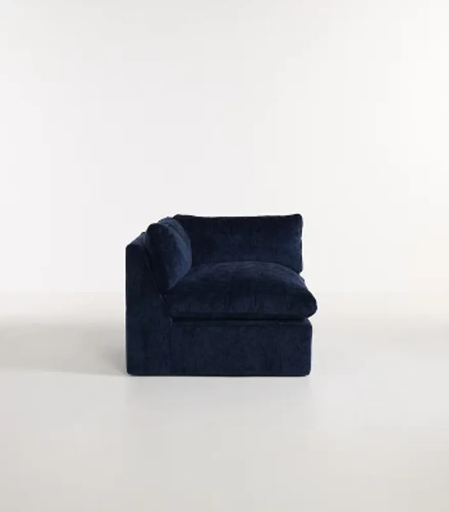 Milou Oxford Blue Chenille Modular One-Arm Right Chair
