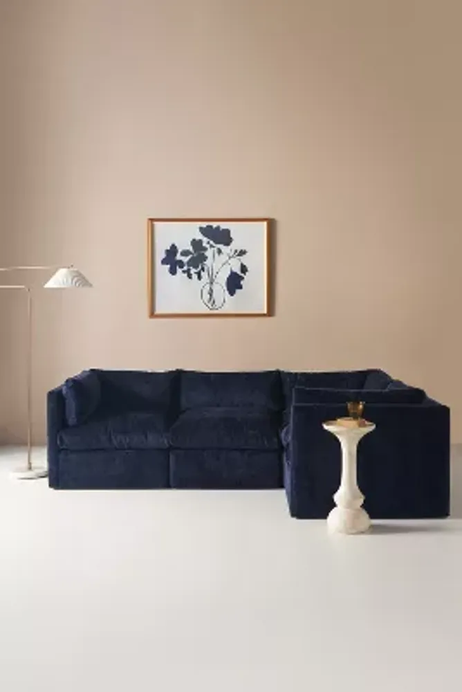 Milou Oxford Blue Chenille Modular Corner Chair
