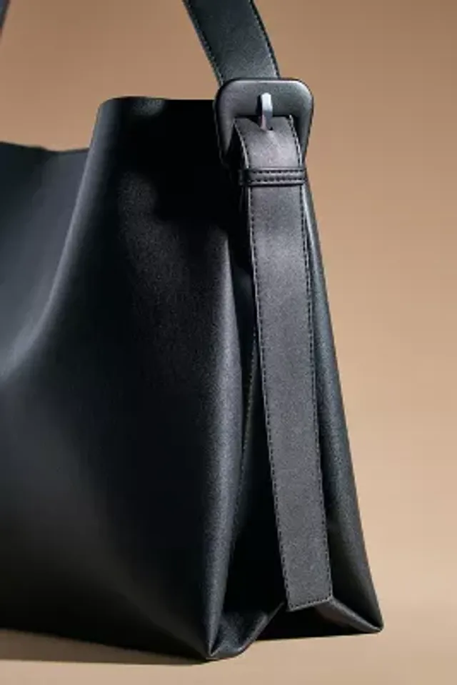 Aesther Ekme Smooth Leather Flat Shoulder Bag - Black Shoulder