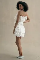 Amur Reed Strapless Pleated Shell Mini Dress