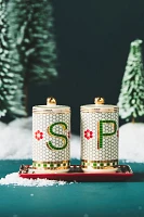 Festive Tile Handpainted Stoneware Salt & Pepper Shakers