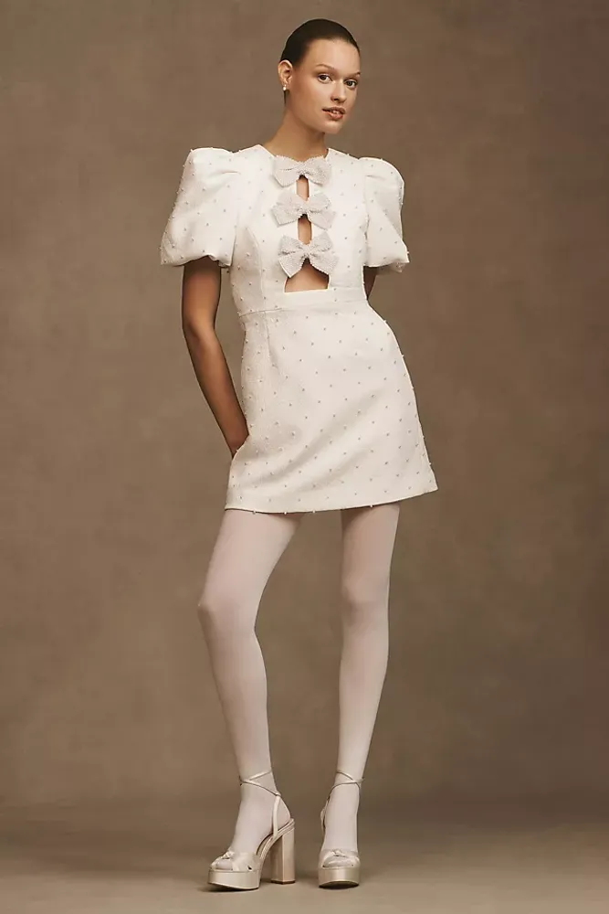 Rebecca Vallance Ophelia Pearl-Embellished Crepe Mini Dress