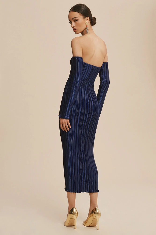 L'IDEE Gatsby Cold-Shoulder Midi Dress