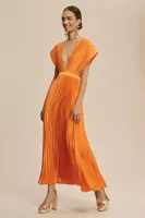 L'IDEE Gala Deep-V Pleated A-Line Maxi Dress