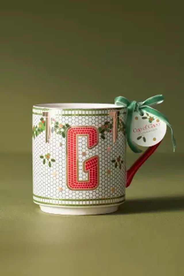 Stewart Plaid Alphabet Stoneware Mug