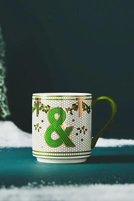 Bistro Festive Tile Stoneware Monogram Mug