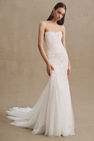 Wtoo by Watters Brooks Strapless Beaded Tulle Wedding Gown