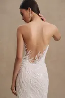Wtoo by Watters Brooks Strapless Beaded Tulle Wedding Gown