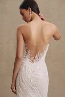 Wtoo by Watters Brooks Strapless Beaded Tulle Wedding Gown