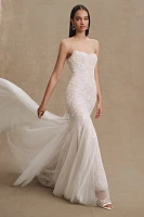 Wtoo by Watters Brooks Strapless Beaded Tulle Wedding Gown