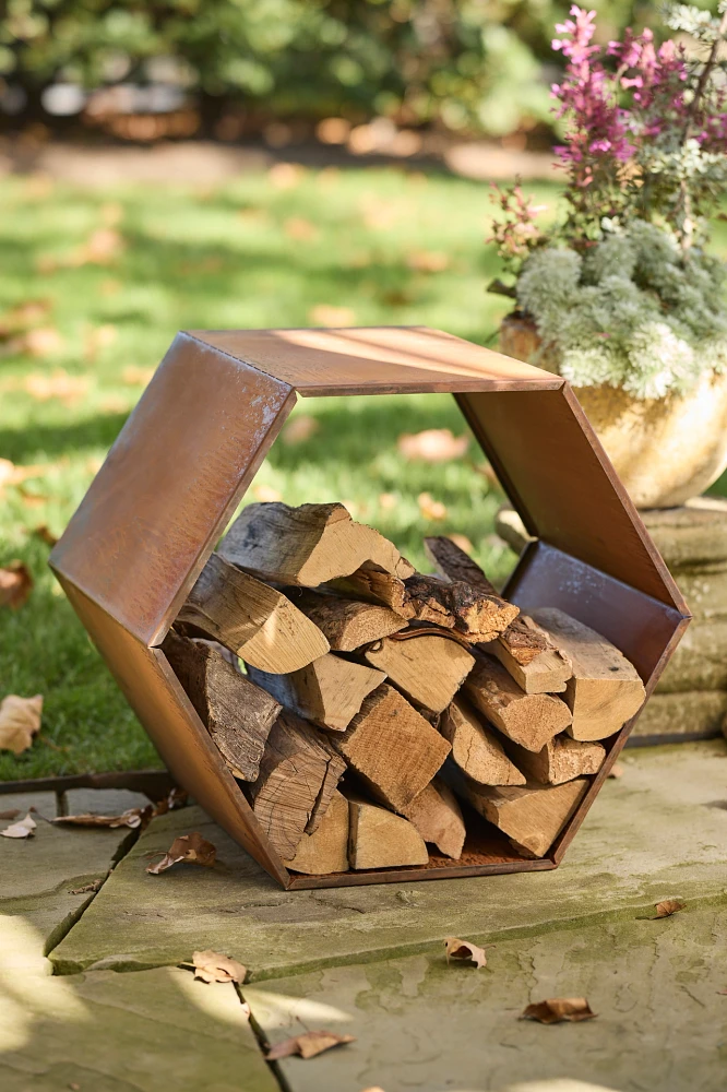 Weathering Steel Hexagon Log Holder