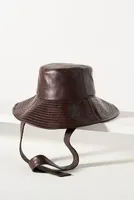 Faux Leather Strap Bucket Hat