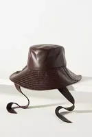 Faux Leather Strap Bucket Hat