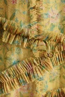 Mac Duggal Floral Flutter-Sleeve Mesh Print Tea-Length Dress