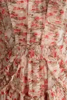 Mac Duggal High-Neck Puff-Sleeve Mesh Ruffle Gown