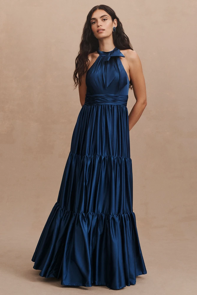 Mac Duggal Tiered Ruffle Halter Gown