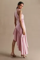 Ieena for Mac Duggal Ruffled Asymmetrical Halter Dress