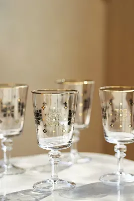 Bistro Tile Wine Glasses, Set of 4