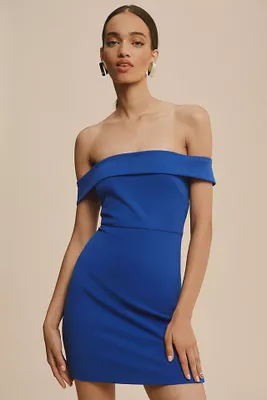 BHLDN Maci Off-The-Shoulder Stretch Crepe Mini Dress